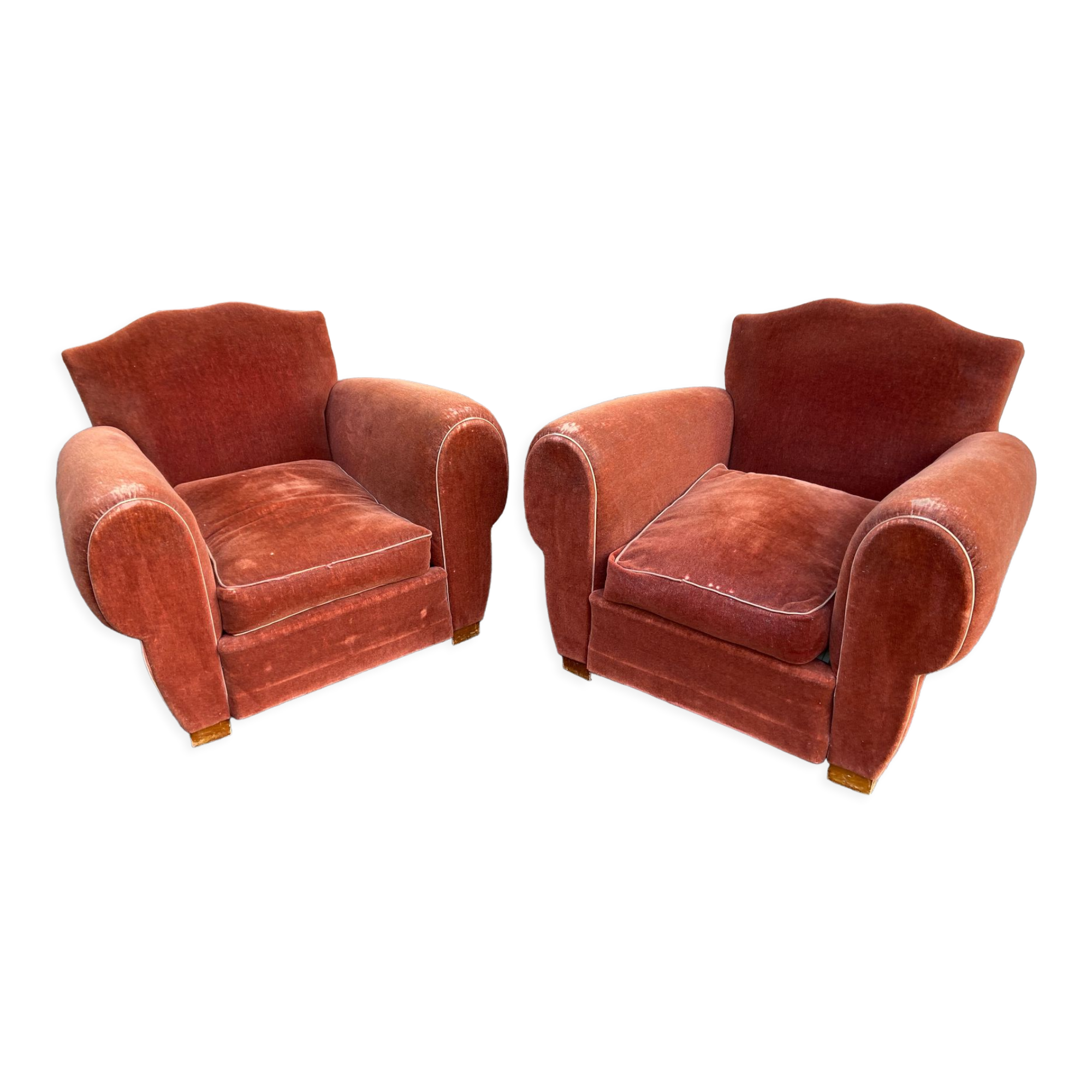 Paire de fauteuils club Art déco 1950