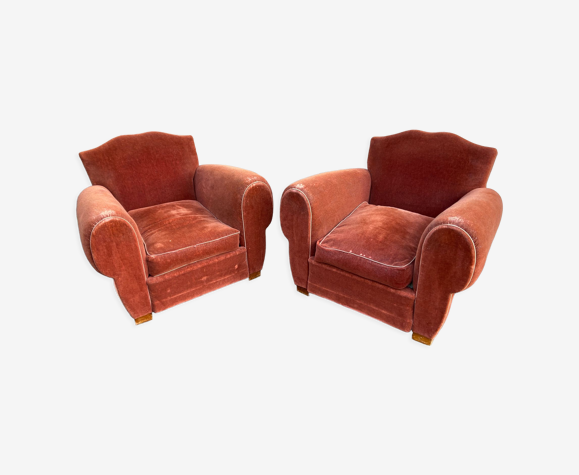 Pair of Art Deco club armchairs 1950