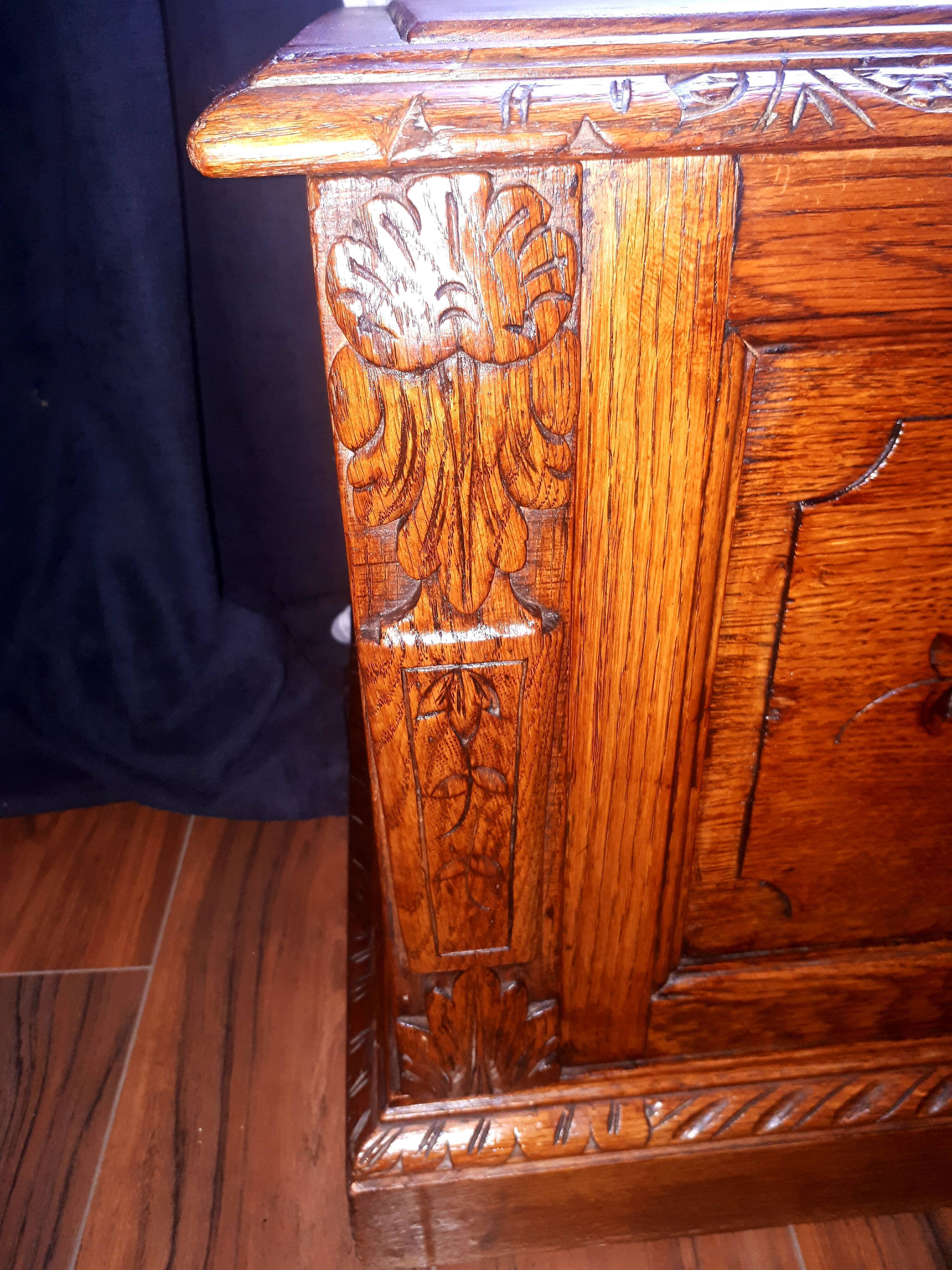 Large oak bench chest