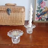 Set of 2 glass candle holders