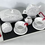 Ceramic tea set by Mas in the Memphis Milano style, 1980s, Set of 7