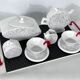 Ceramic tea set by Mas in the Memphis Milano style, 1980s, Set of 7