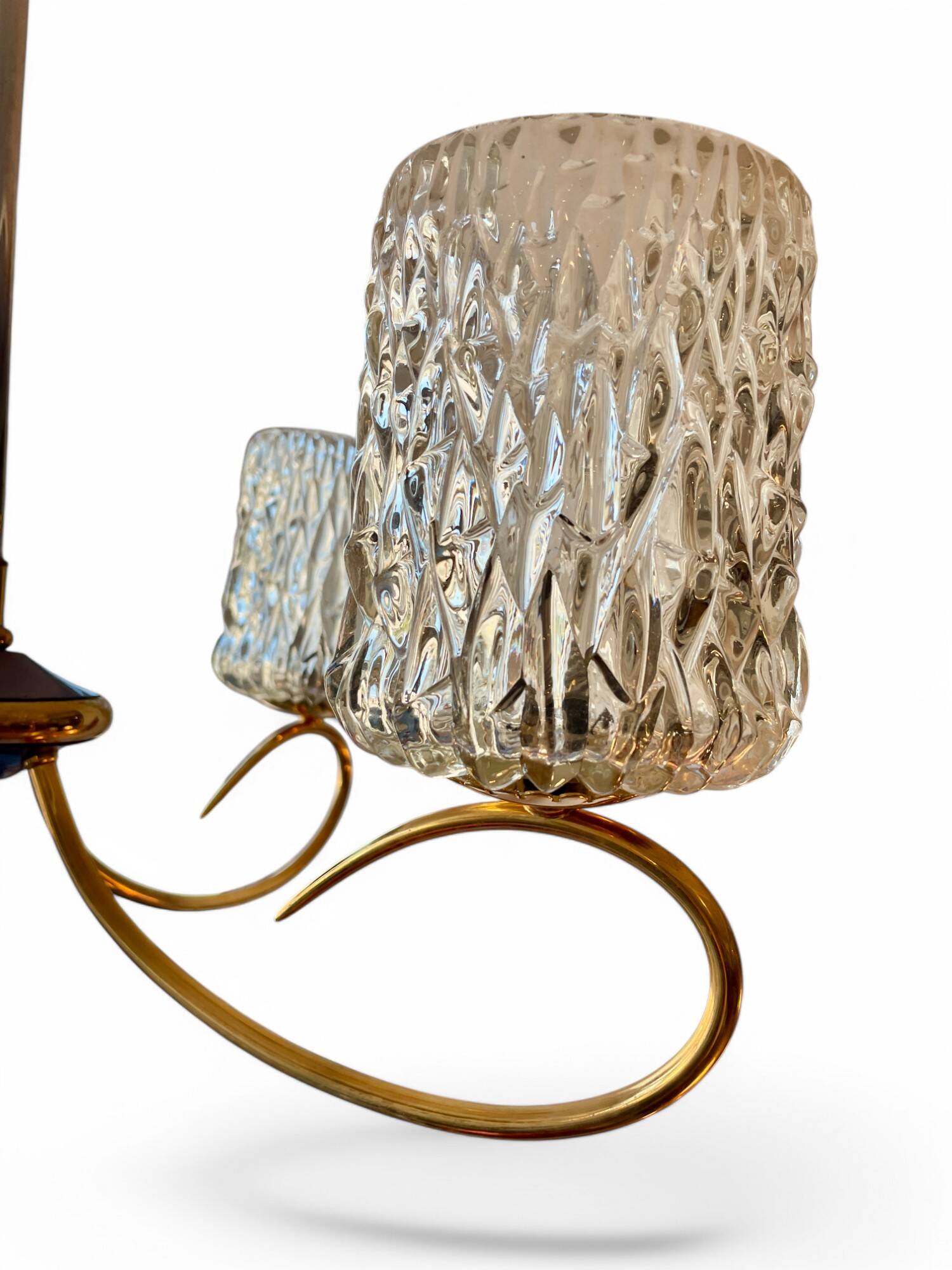 Vintage 4-light chandelier in chiseled glass