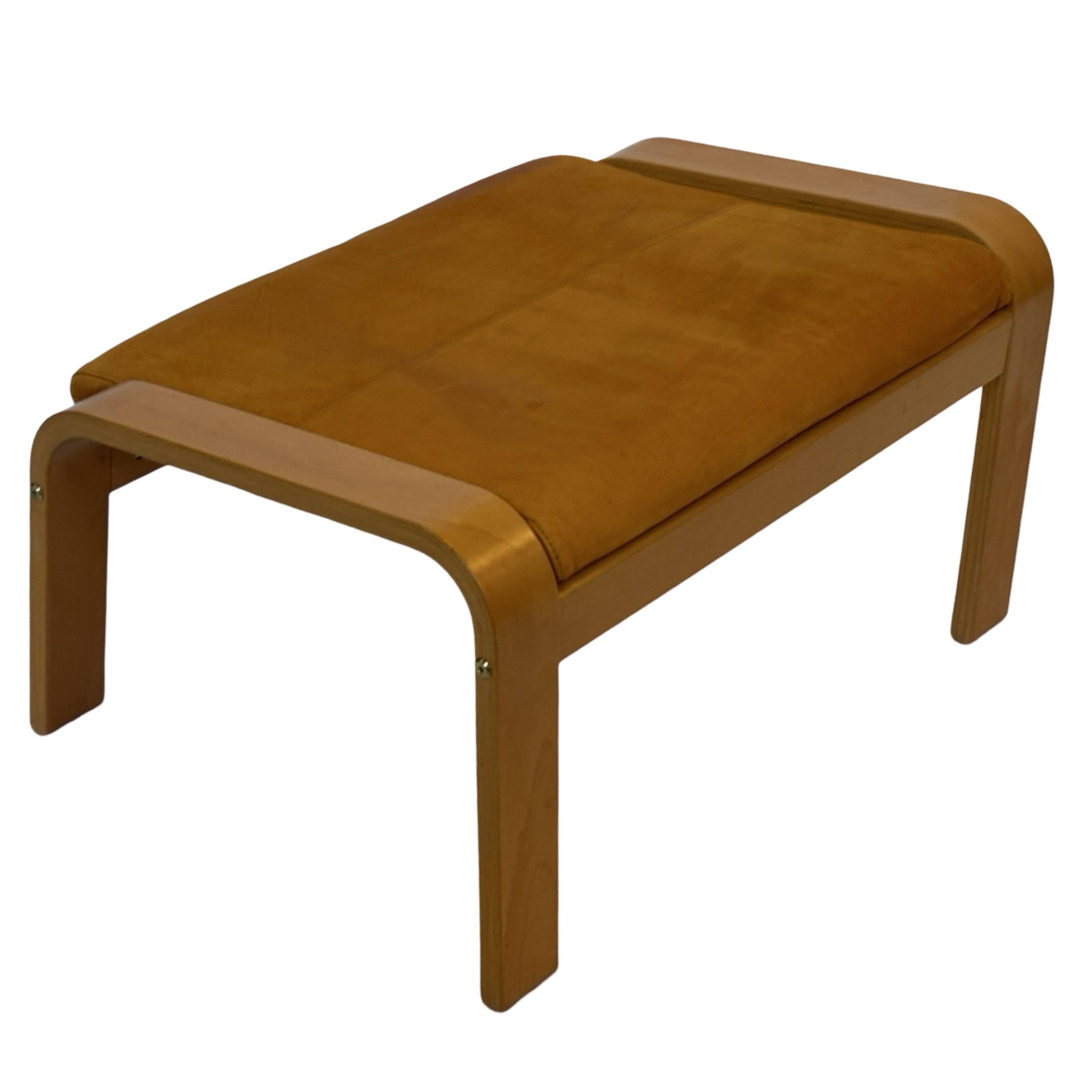 Vintage ikea poang tan leather cantilever footstool ottoman design