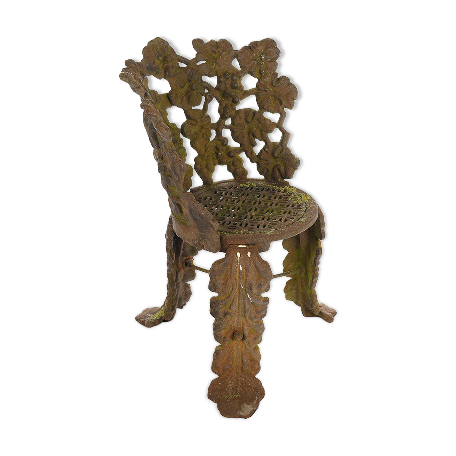 Chair with cast-iron flower decoration