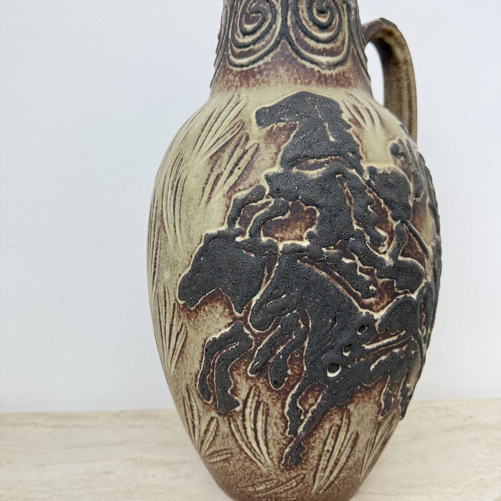 Vase vintage Scheurich d'Allemagne de l'Ouest à décor de chevaux, années 1970