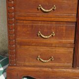 Small oak display case, old glass