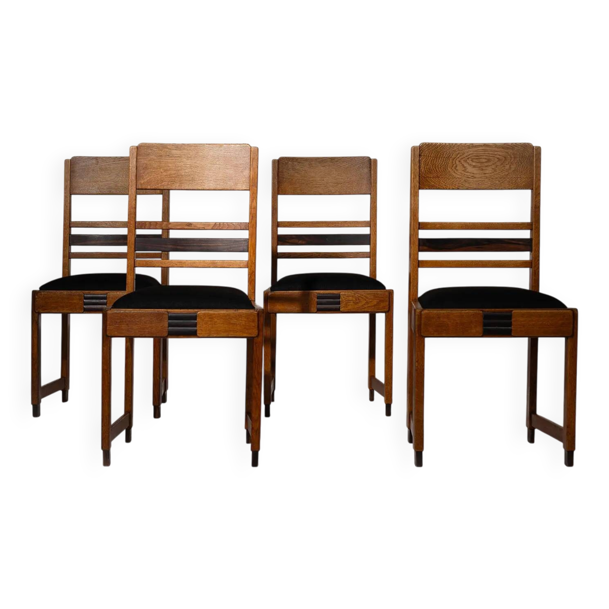 Amsterdam School oak dining chairs, Netherlands, 1920s
