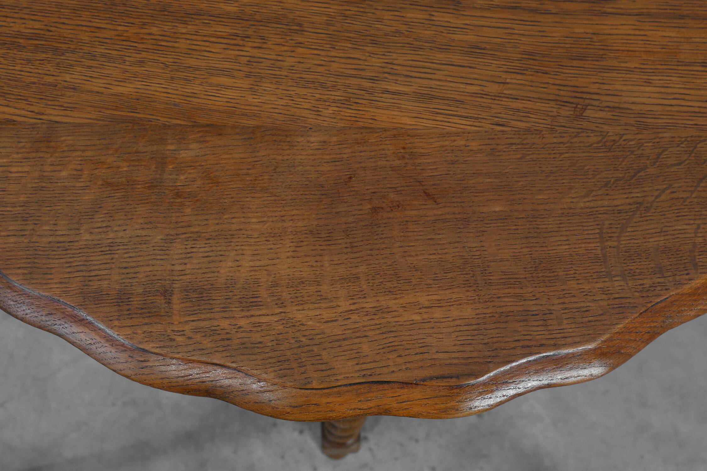 Solid Oak Carved Side Table with Barley-twist legs, France ca. 1890