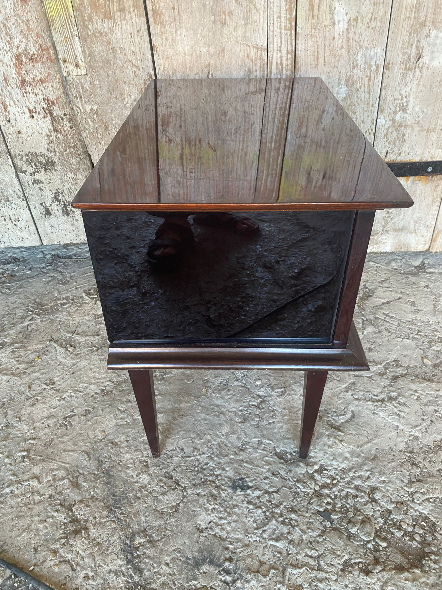 Vintage 1950s-60s Mahogany Veneer Wood Nightstand