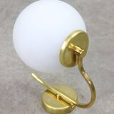Vintage Italian Mid-century Brass and Opaline Wall Lamp