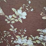 large antique headboard with 4 panels featuring Asian decor from the 1940s/50s