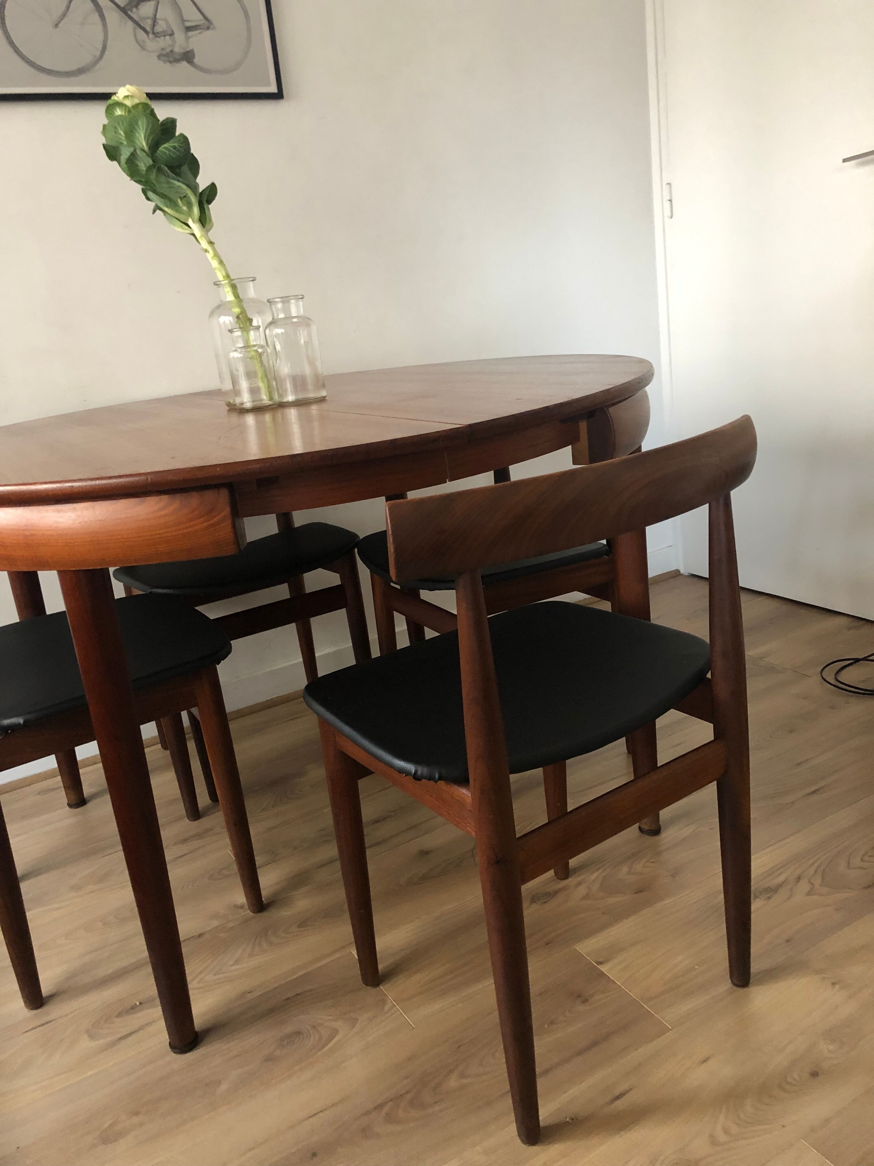 Set table and Chair Hans Olsen 1950 Scandinavian teak