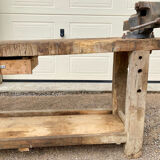 Antique French Carpenter's Workbench in Solid Beech – Early 20th Century