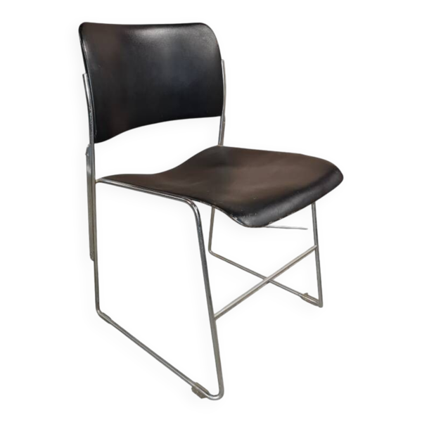 Lot 6 Chaises visiteur métal noir David Rowland