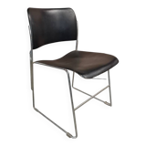 Lot of 6 black metal visitor chairs by David Rowland.