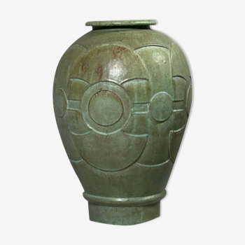Vase en grès à décor tribal pièce unique