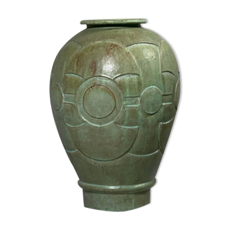 Stoneware vase with tribal decoration, unique piece