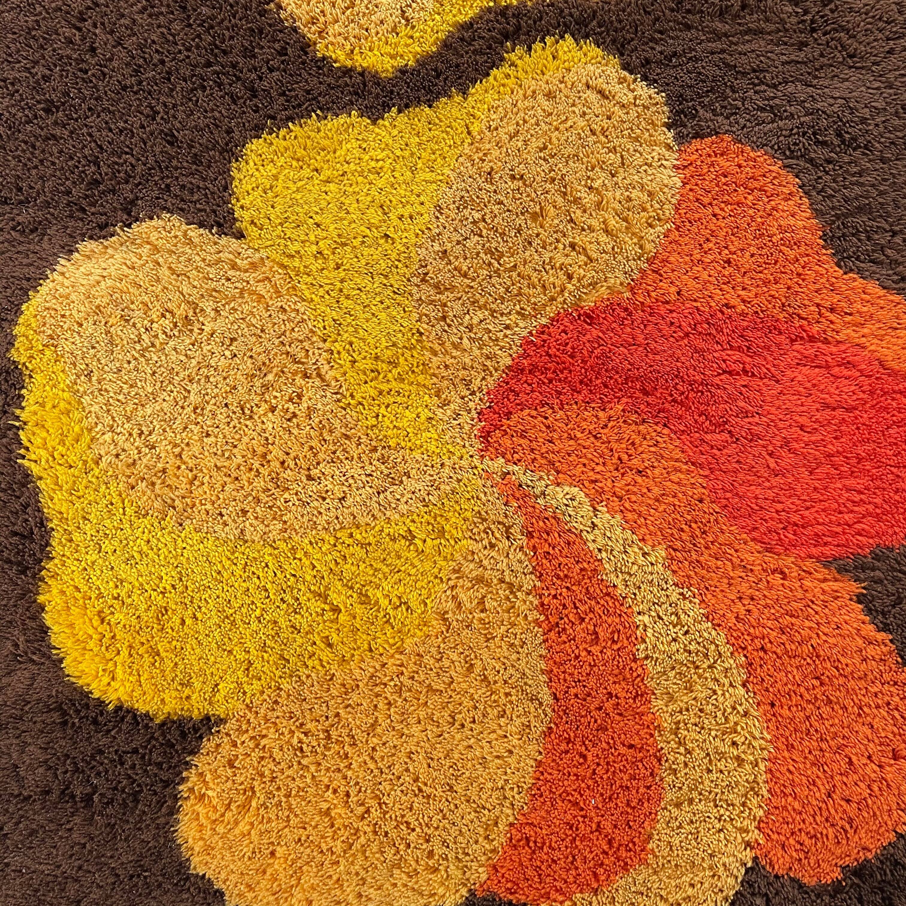 Multi-color vintage 1970s modernist high pile panton style rug, germany, 1970s