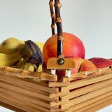 Chic folding table basket wood and bamboo vintage