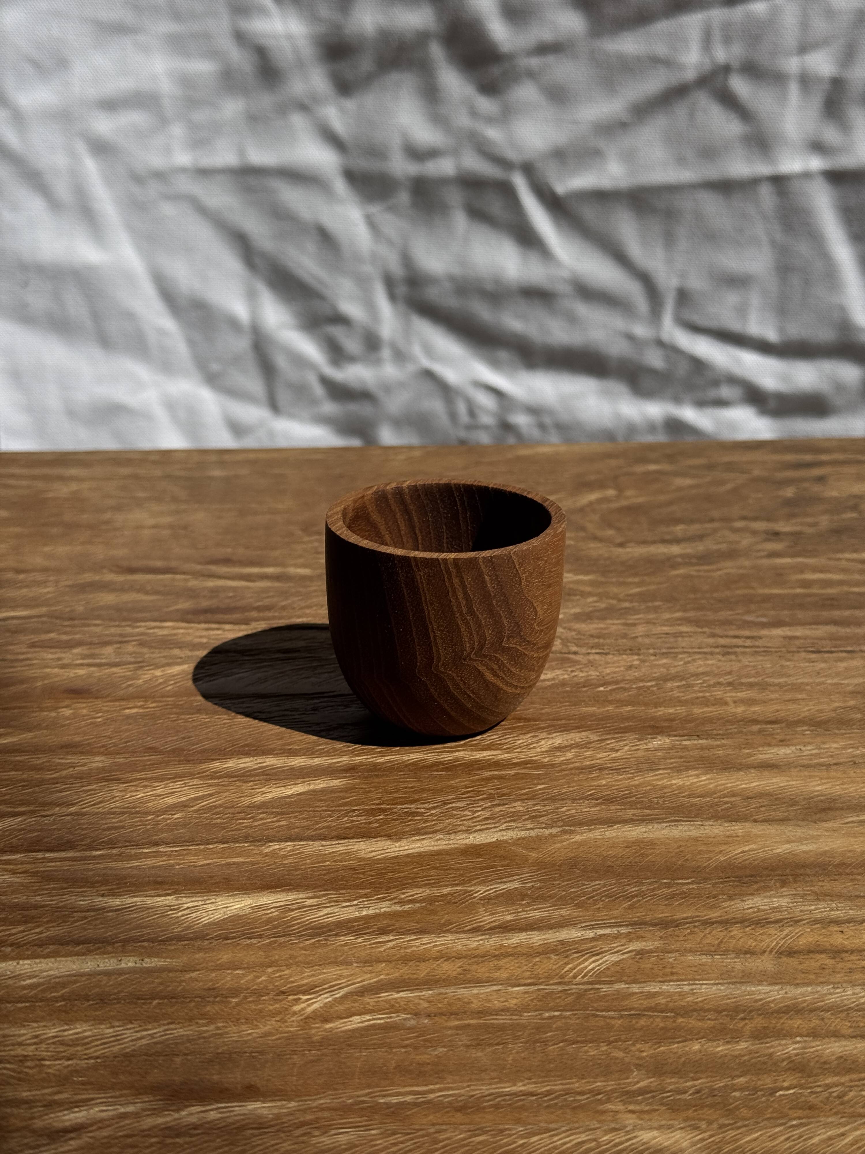 Mini cup, saucer or egg cup in teak H5 D5