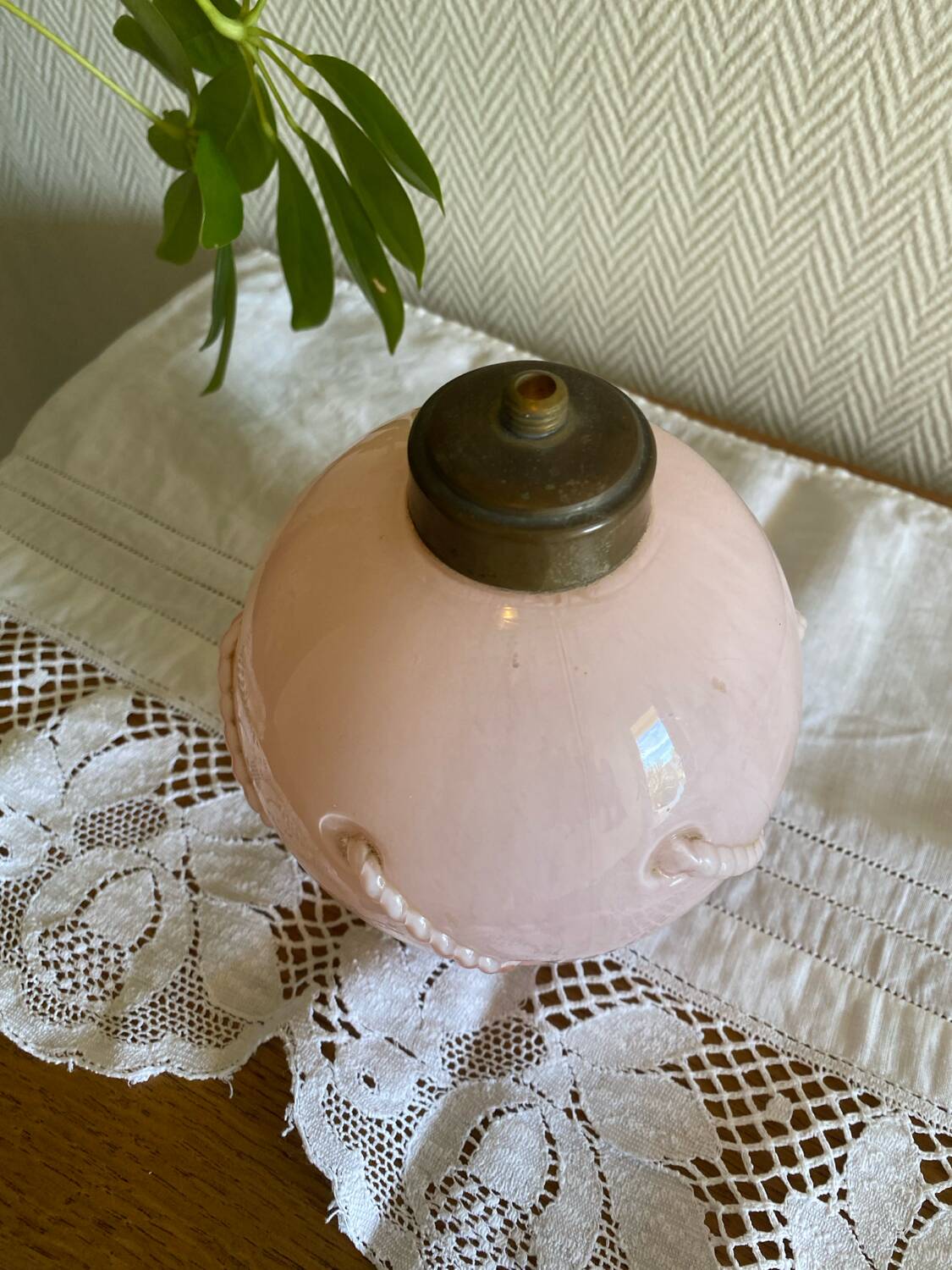 Old pink opaline glass globe