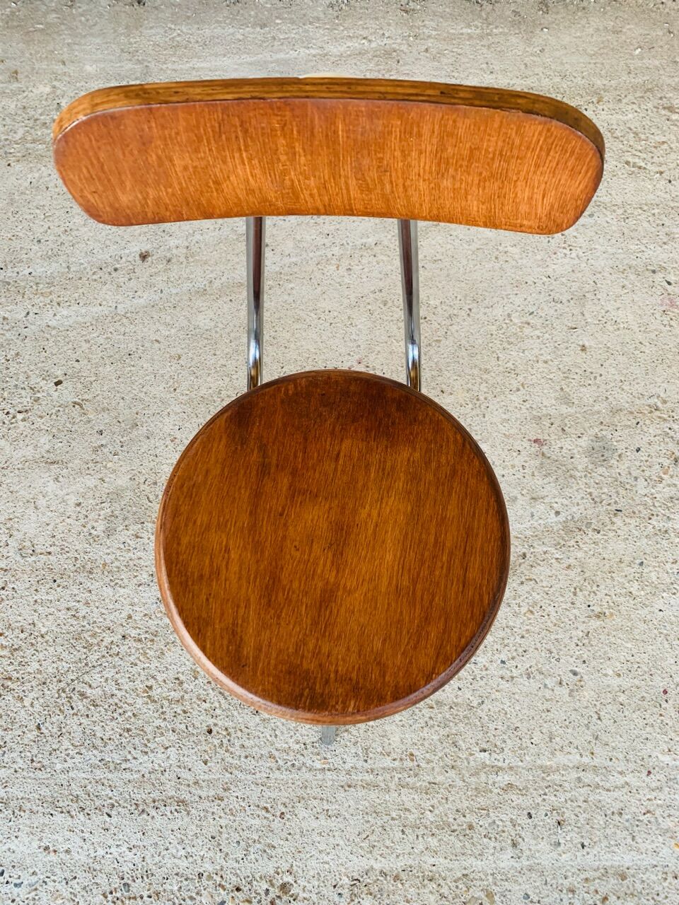 Vintage industrial metal and wood stool with adjustable swivel seat, 1960's