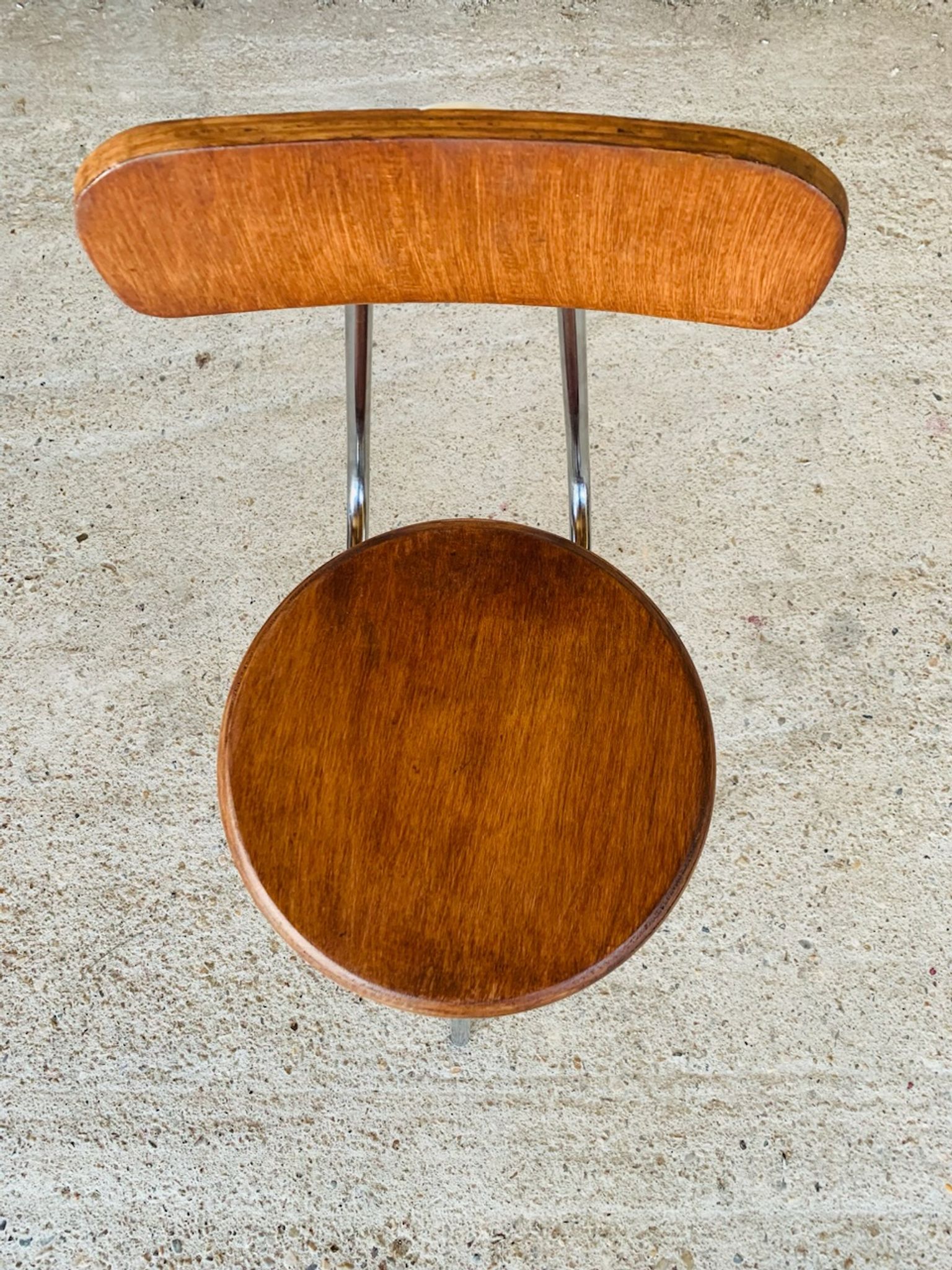 Vintage industrial metal and wood stool with adjustable swivel seat, 1960's