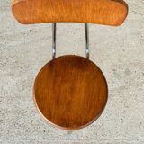Vintage industrial metal and wood stool with adjustable swivel seat, 1960's