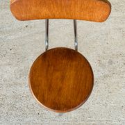 Vintage industrial metal and wood stool with adjustable swivel seat, 1960's