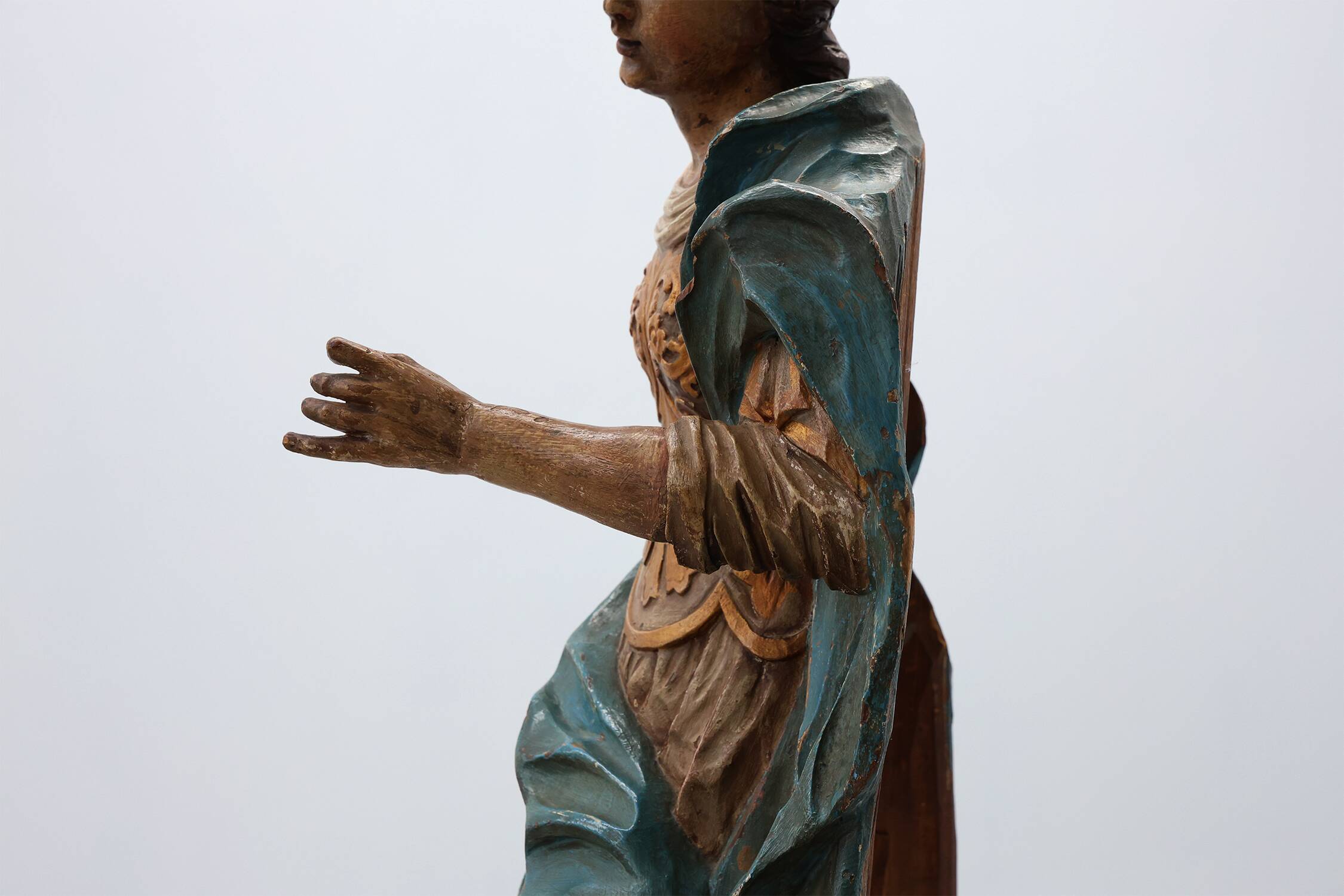 French 18th Century Religious Statue of the Virgin Mary on a cloud