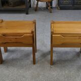 Pair of elm bedside tables for maison regain 1970s