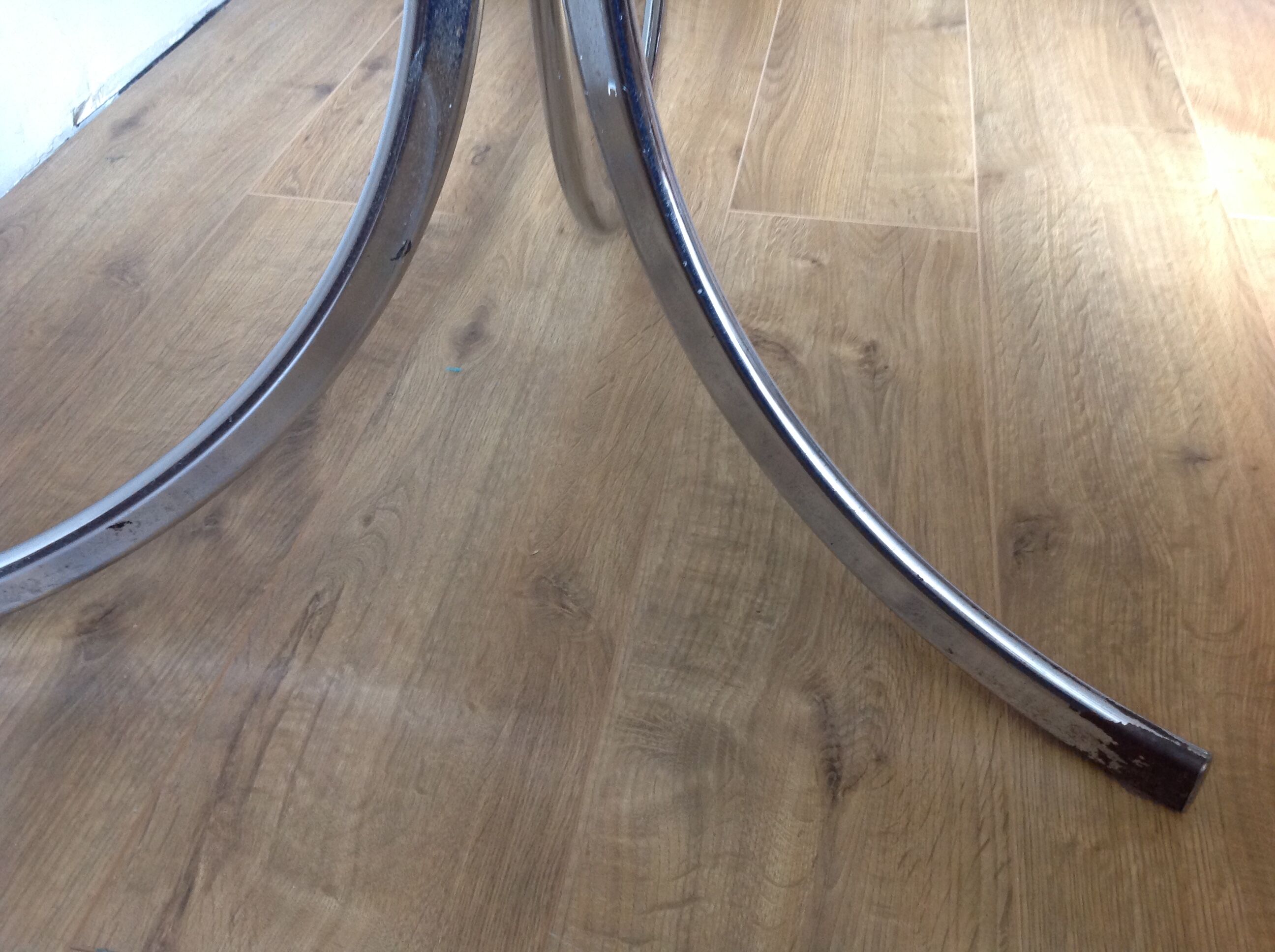 70s chrome table and glass top