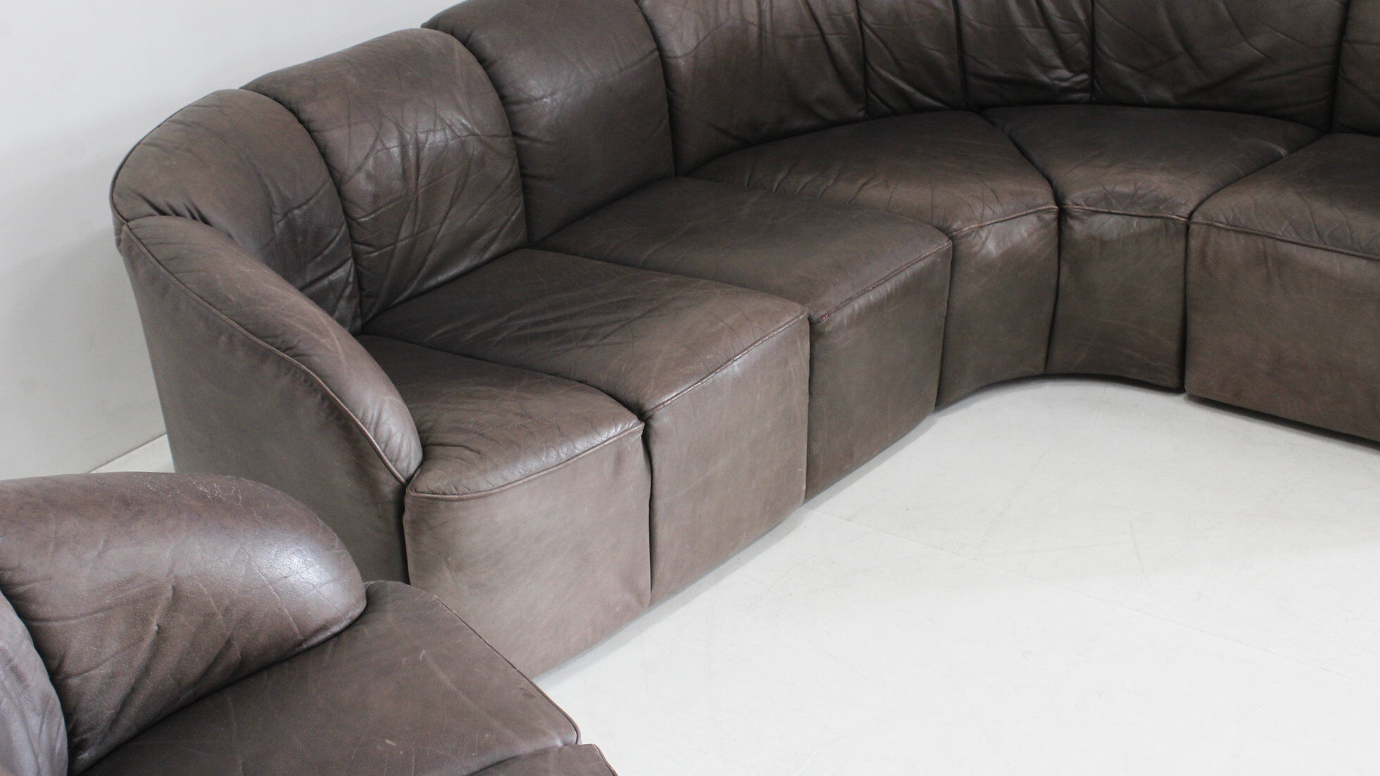 Vintage modular leather sofa and armchair Walter Knoll Piccolino 1960s
