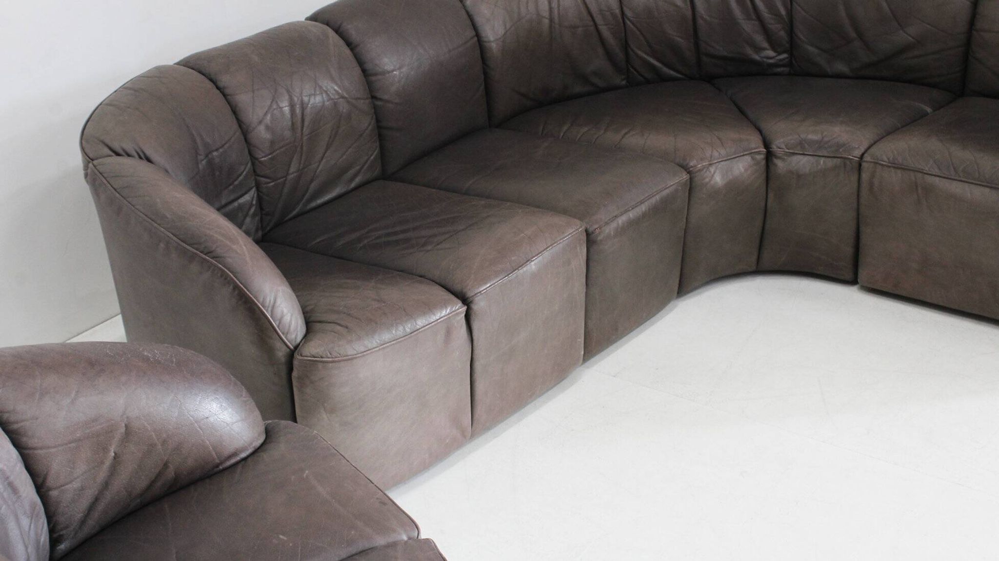 Vintage modular leather sofa and armchair Walter Knoll Piccolino 1960s