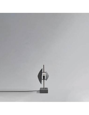 Oxidized metal table lamp, contemporary work.