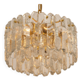 Luminaire en laiton doré, verre cristal Palazzo, Kalmar, Autriche, 1970