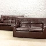 Afra and Tobia Scarpa for B&B Italia Chocolate Brown Leather Two Seat Sofas