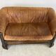 Vintage wicker and leather sofa set 1960s