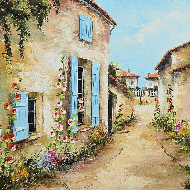 Painting “The Blue Shutters”, signed J. Gaubert – 2nd part 20th century