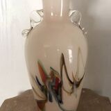 Vase type amphora in blown glass and artistic inclusion 20.5 cm