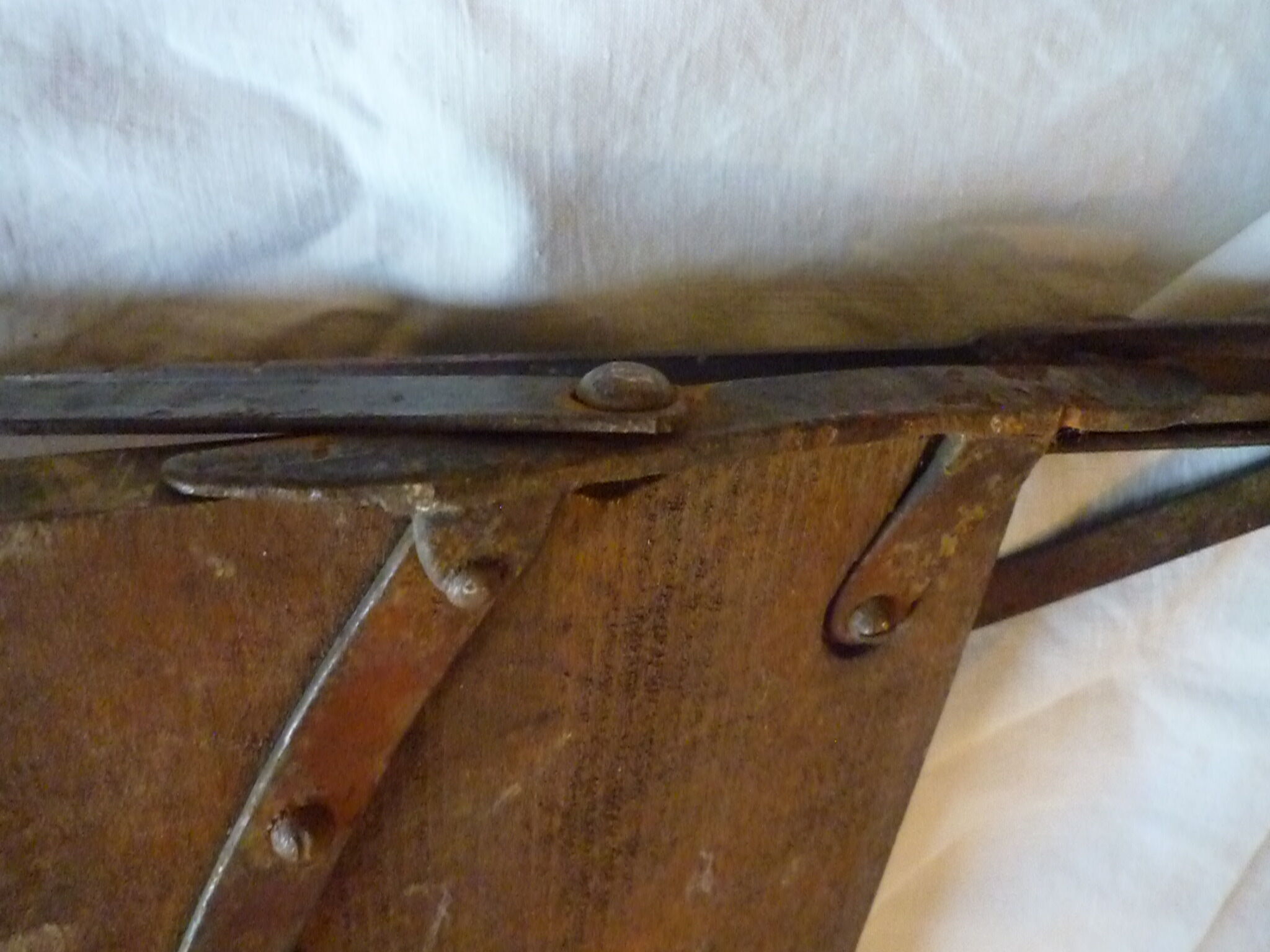 Industrial metal and wood workshop stepladder