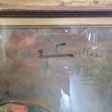 Ancien tableau nature morte faisan peinture sur toile signée