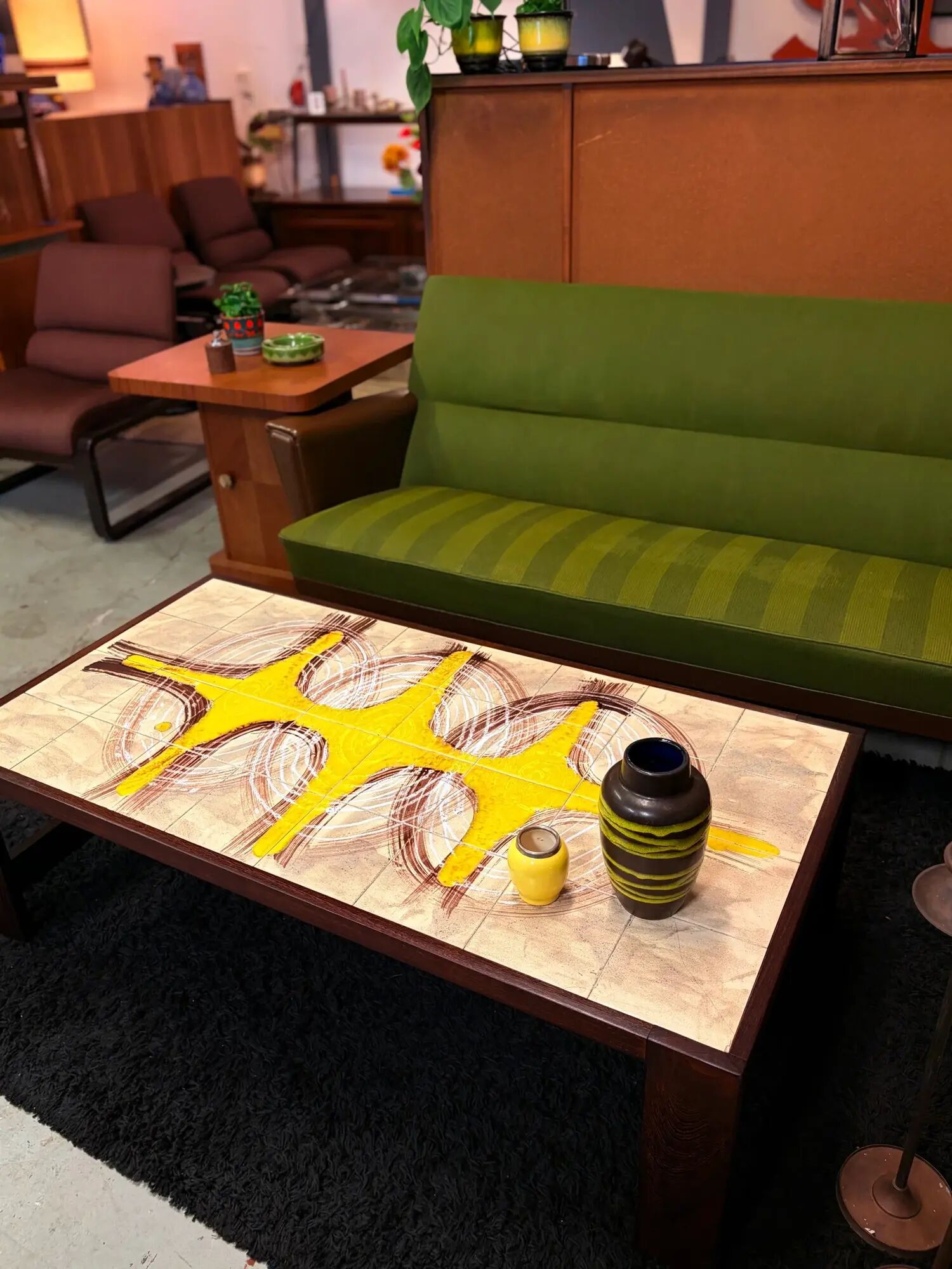 Danish coffee table with ceramic top on wenge frame, 1970s