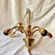 Vintage chandelier in gold metal and mother-of-pearl petals - 5 branches