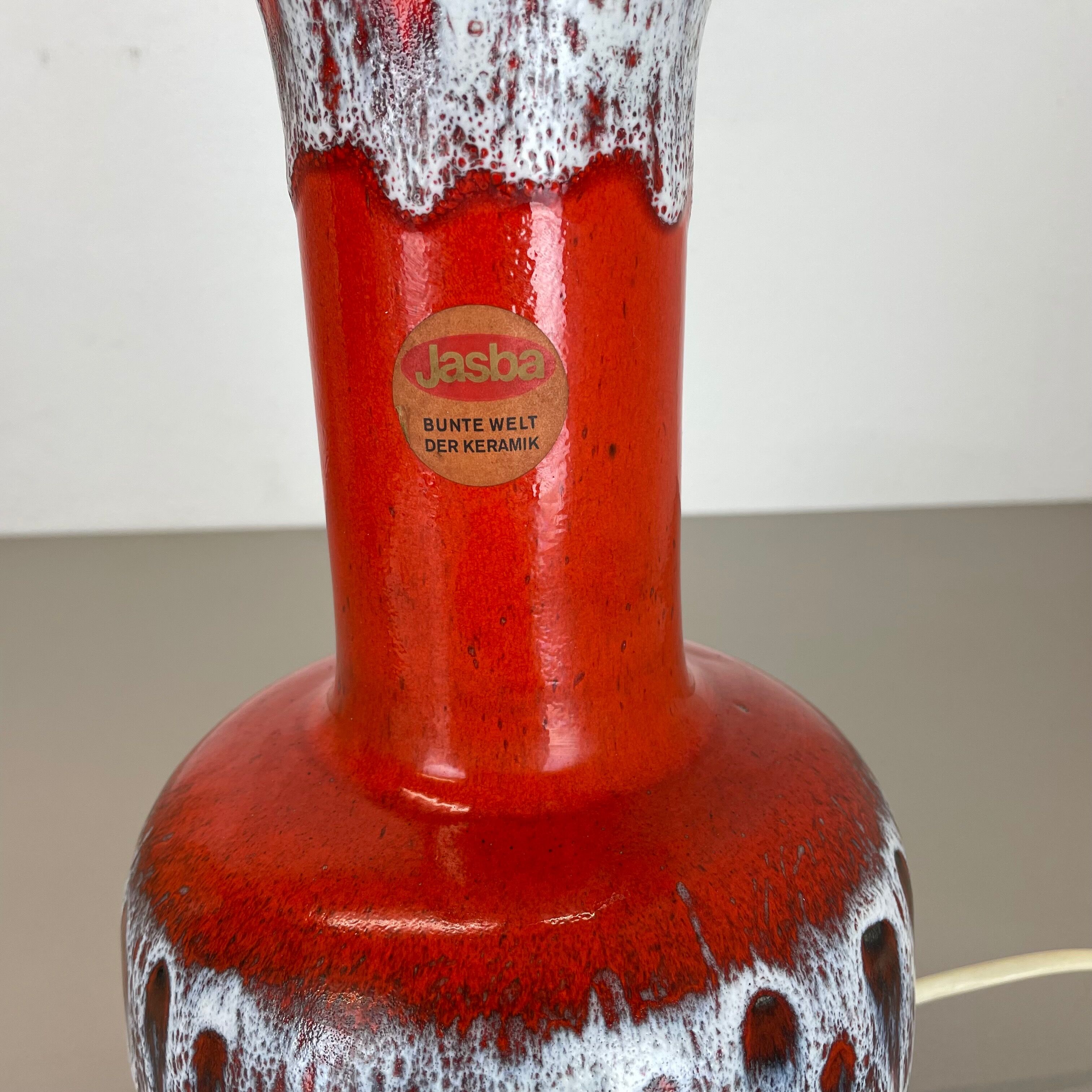 Super Colorful Fat Lava Pottery Table Light Base by Jasba Ceramics Germany 1970s