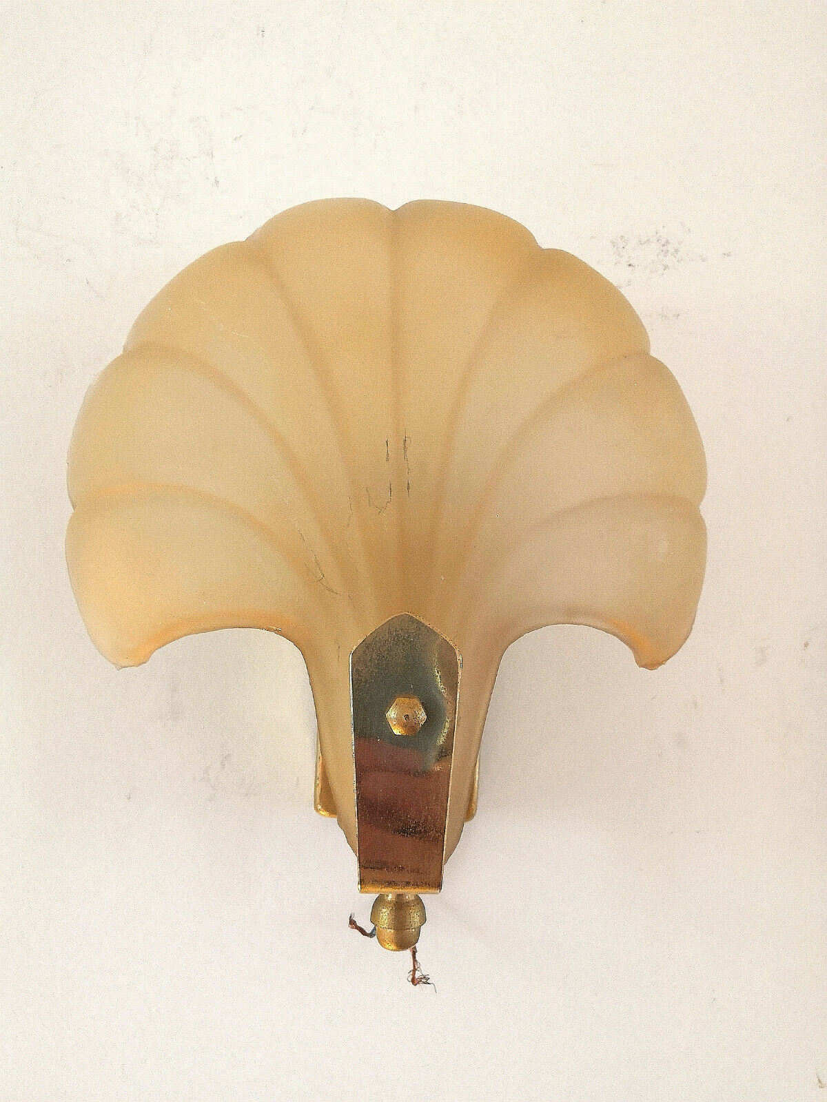 Wall lamp shell glass and brass design 70s