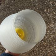 white and yellow vintage textured glass pendant lamp 50s