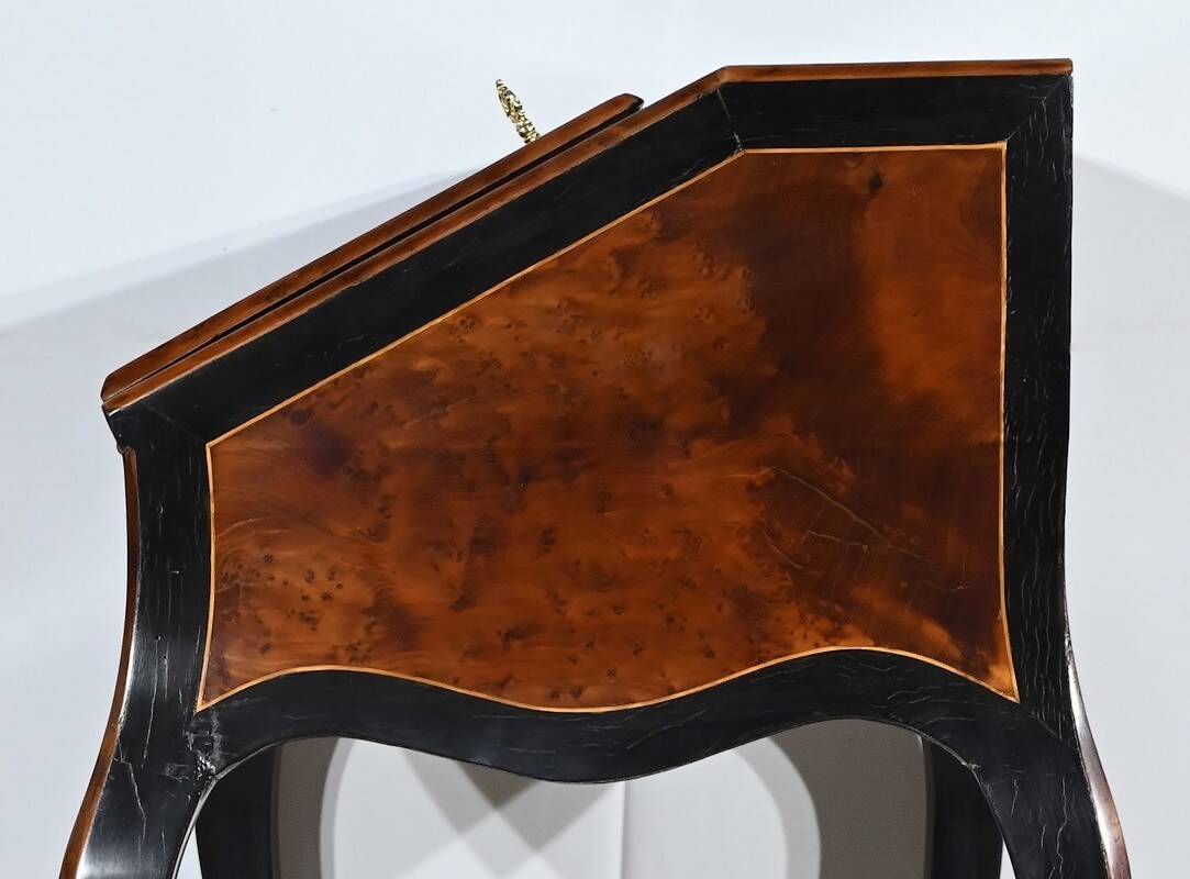 Blackened pearwood and amboyna sloping desk, Napoleon III period, mid-19th century