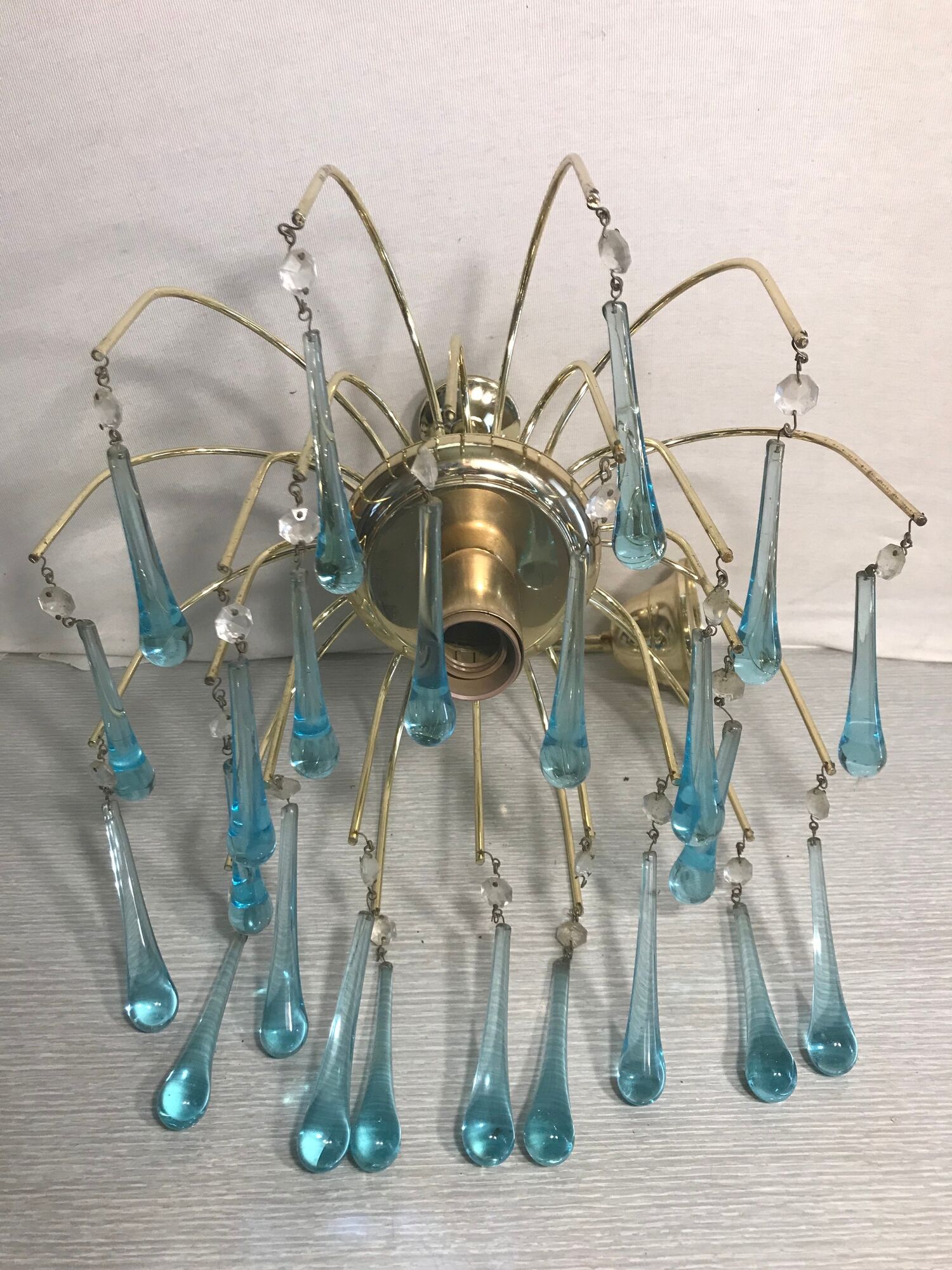 gold metal lustre - water drop vintage glass pampilles